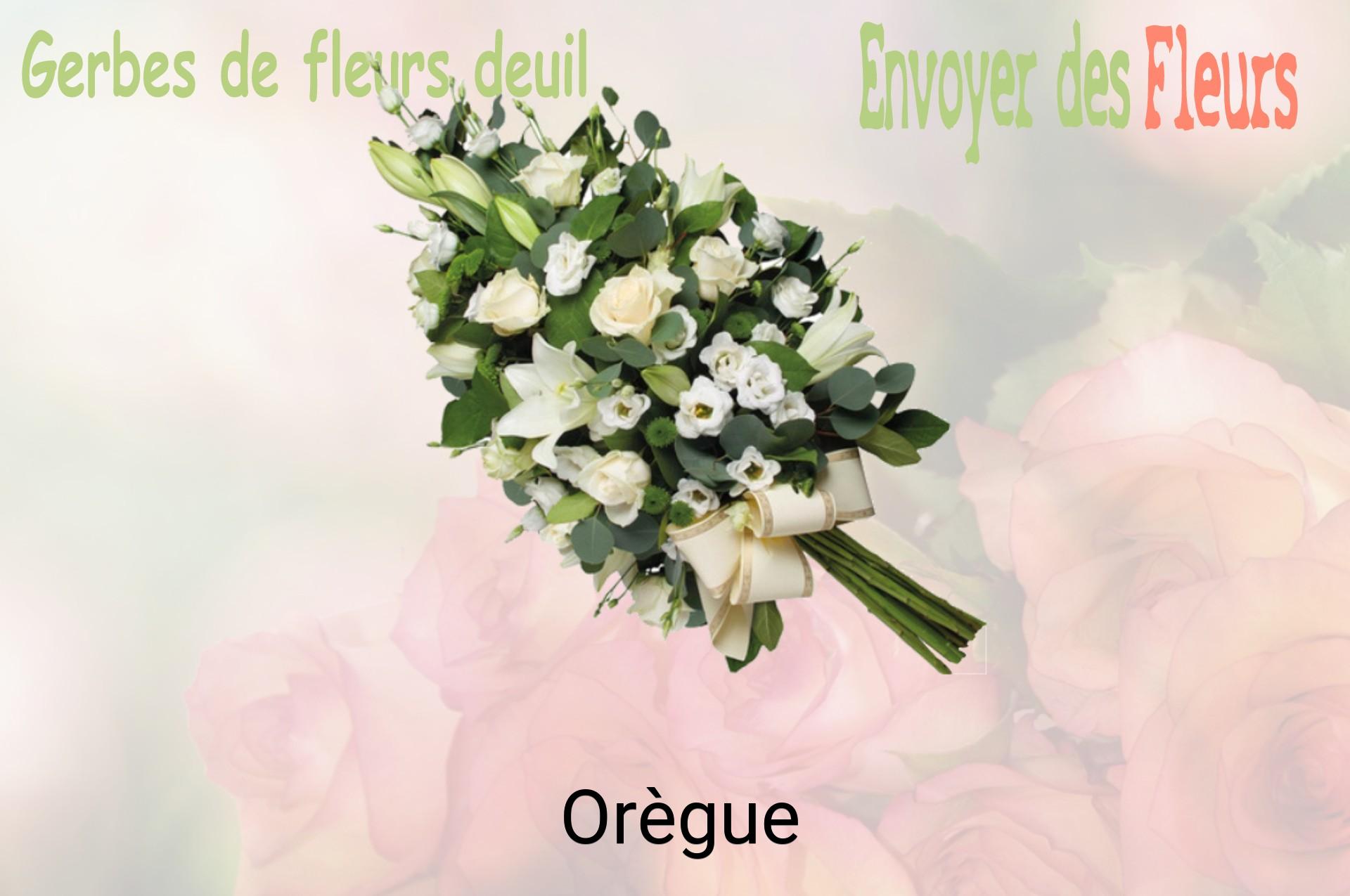 Gerbe de fleurs de deuil livrée à Orègue